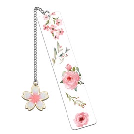 Cute Bookmarks Flower Bookmark Metal Bookmarks Floral Book Marks for Reading Women Kids Book Markers for Women Reading Accessories Pink Bookmark for Book Lovers