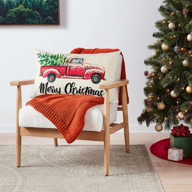JOTOM Christmas Pillow Covers Christmas Winter Holiday Cushion Covers Home Decorative Throw Pillow Covers Xmas Pillowcases for Sofa Bed Couch Decor