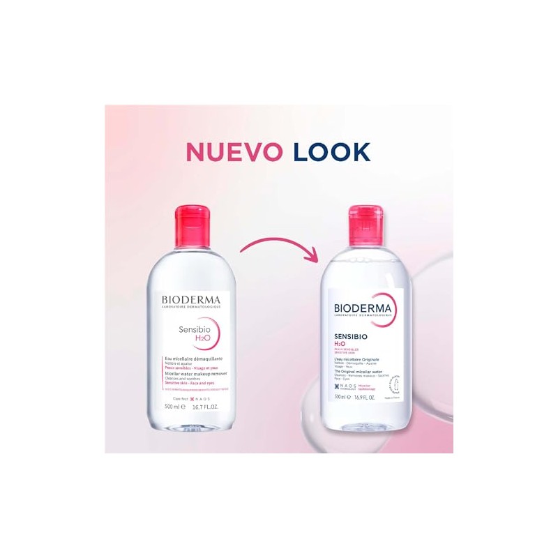 BIODERMA, Agua Micelar, Sensibio H2O, Desmaquillante para Piel Sensible, Calma