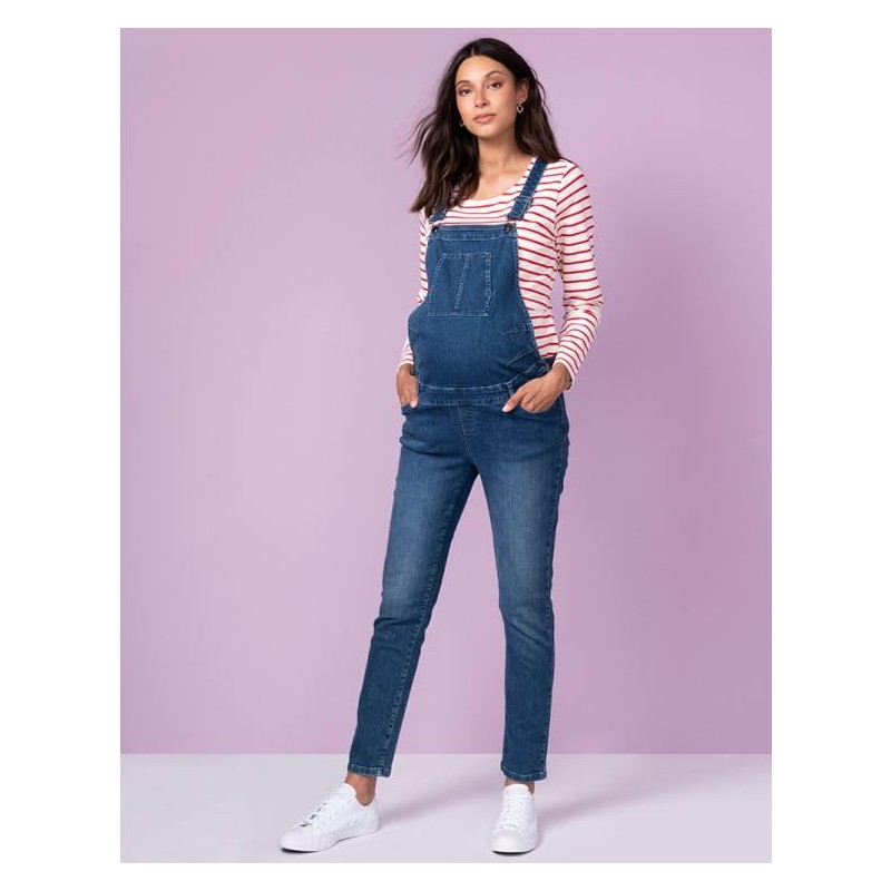 Seraphine TRAVIS Women's Maternity Denim Overalls, blue