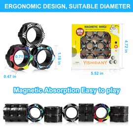 Paquete de 12 anillos magnéticos para aliviar el estrés y el TDAH, anillos mágicos para entrenamiento para aliviar la ansiedad por autismo, gran idea de regalo para adultos, adolescentes y niños