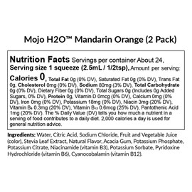 Mojo H2O Natural Water Enhancer Drops, with B Vitamins and Electrolytes, Energy Support, Sugar-Free, Zero Calories, No Artificial Sweeteners, Naturally Flavored and Sweetened (Mandarin Orange, 4 pk)