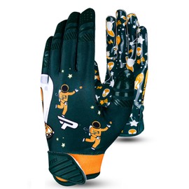 PLAYEUR Alien Ultra-Upgraded Football Gloves – No Peeling or Falling Apart, Double-Stitched Durability, GripPro Tech for Reduced Fumbles - Includes Free Premium Towel (Adult Small, Green)