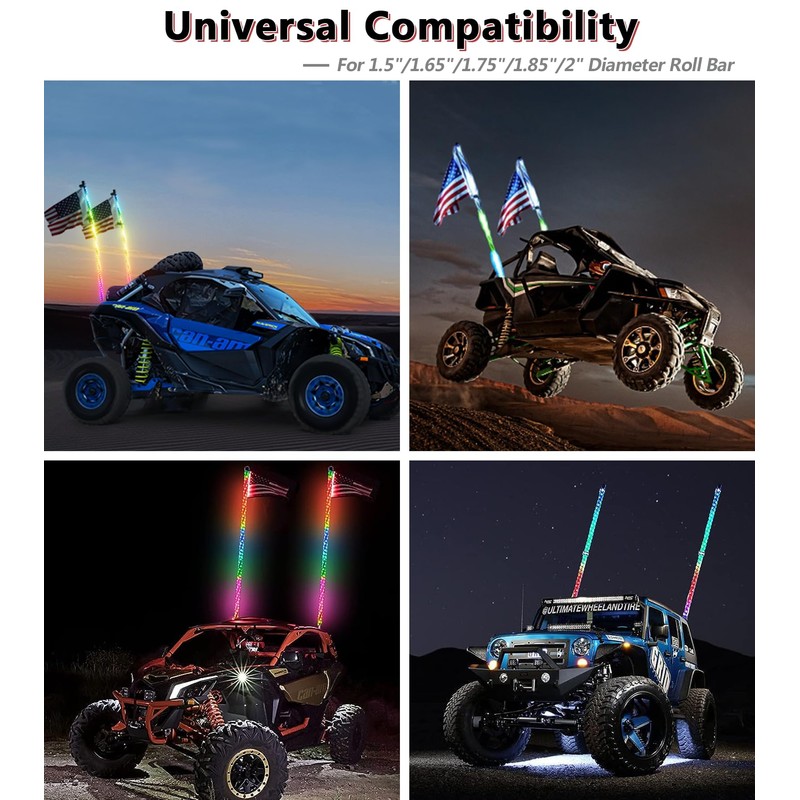 VAZESWIN 2 PCS UTV Whip Light Mounts, Sturdy Aluminium Alloy