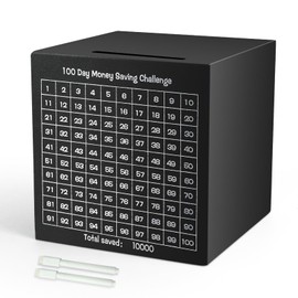 Stainless Steel Money Box with Numbers Cross, Piggy Bank for Adults, Coin Bank, Can Only Store the Piggy Bank that Cannot Be Removed