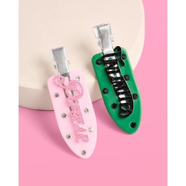 xo, Fetti Pink + Green Witch Beauty Clips - 4 pc | Bachelorette Party, Acrylic Girls Hair Clip, Wizard Get Ready With Me, Kids Party Favor, Popular Accessory