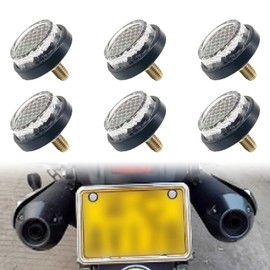 Icyhaws 6PCS Motorcycle Reflectors License Plate Bolts and Nuts M5 Car Tag Screw Universal Motorcycle Bicycle Car Accessory Round Reflectors (Gray)