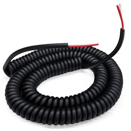 Coil Cord, 2 Conductor Wire, 18AWG/2, Retractable Spring Coiled Extension Cord 3 Foot Extension to 15 Foot for Industrial/Home Heavy Duty Use