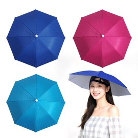Joytey 3 PCS Head Umbrella Hats Mini Umbrella Caps with Elastic Headband Small Camouflage Umbrellas Adults Kids Foldable Hands-free Umbrellas for Outdoor Garden Fishing Hiking Camping Climbing