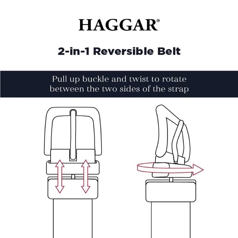 Haggar Men's Reversible Belt Dress and Casual, White/Black, Small, white/black