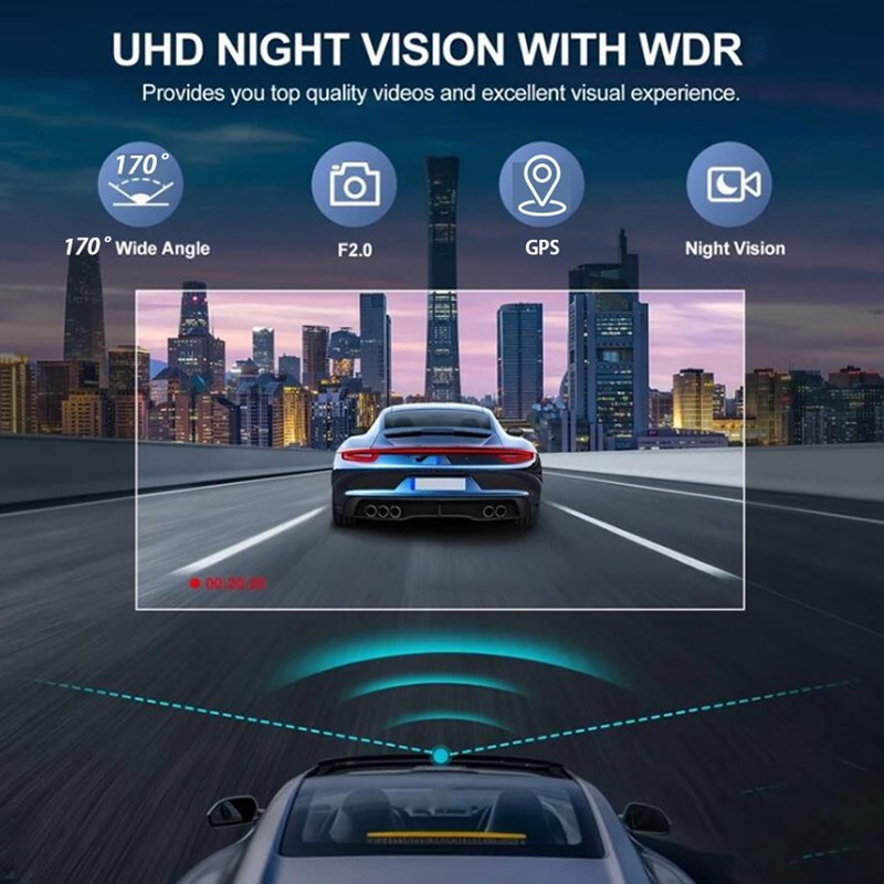 Dash Cam Front and Rear, 4K Dual Dash Cam with