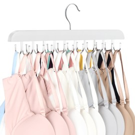 Resovo Bra Hanger for Closet, Tank Top Hanger 20 Hooks Capacity Foldable Wood Space Saving Hangers Closet Organizers and Storage for Dorm & Apartment for Tank Top, Bra, Scarf etc.