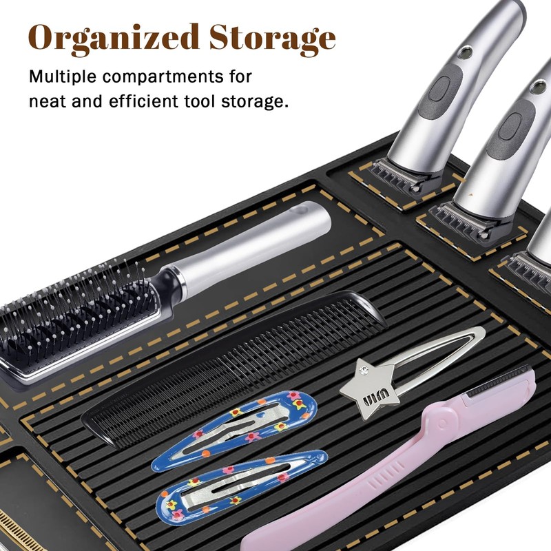 Adevar Magnetic Barber Mat for Clippers,Barber Station Organizer Mat for