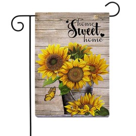 ULOVE LOVE YOURSELF Farmhouse Decorative Garden Flag Sunflowers Outdoor Flag Home Sweet Home Double Sided House Yard Patio Small Burlap Garden Flags 12.5 x 18 Inch
