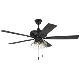 Craftmade 52" Eos 4 Light Ceiling Fan in Flat Black Finish with Reversible Flat Black/Greywood Blades