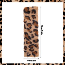 Goktvai 2pcs Cheetah Print Seat Belt Cover Pads, Cute Plush Car Seat Straps Shoulder Cushions Fluffy Soft Leopard Print Seatbelt Protectors Car Accessories for All Cars & Backpack Comfortable Use