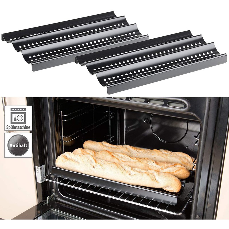 Rosenstein & Söhne Oven Trays: Set of 2 Baguette Baking