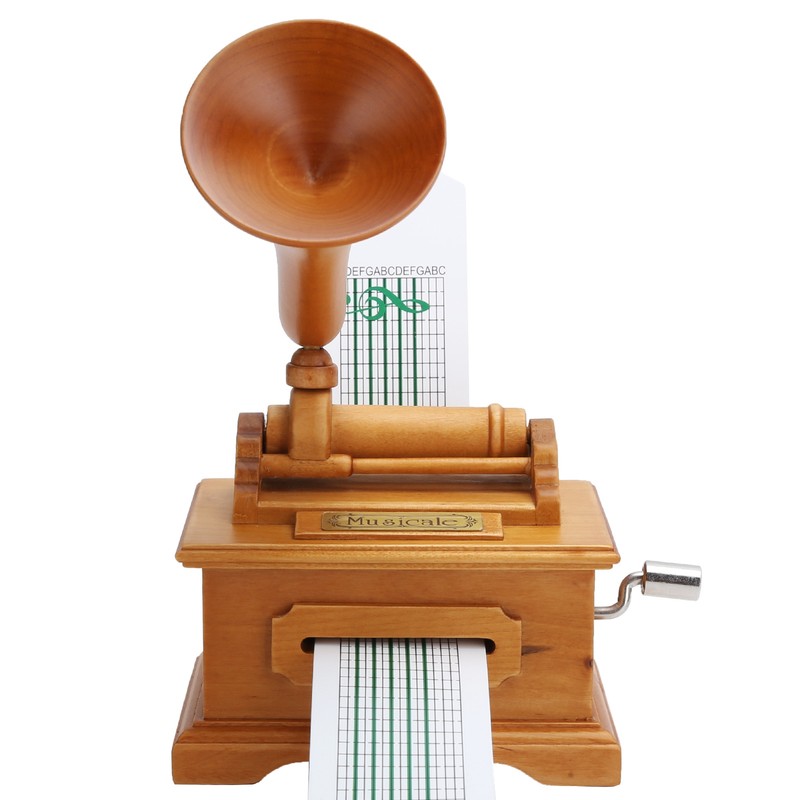 Gramophone Music Box Vintage Hand Crank Musical Box DIY Birthday