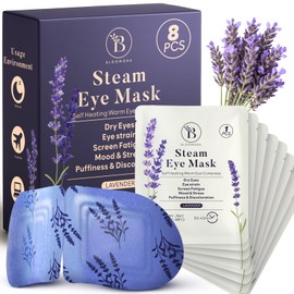 Pack of 8 Self-Warming Lavender Eye Mask Warming, Steam Eye Mask Against Dryness, Swelling & Eye Strain, Disposable Heat Compress for Sleep & Travel, Heat Mask Eye Pads