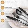 24-Piece Black Silverware Set with Steak Knife, Black Flatware Sets