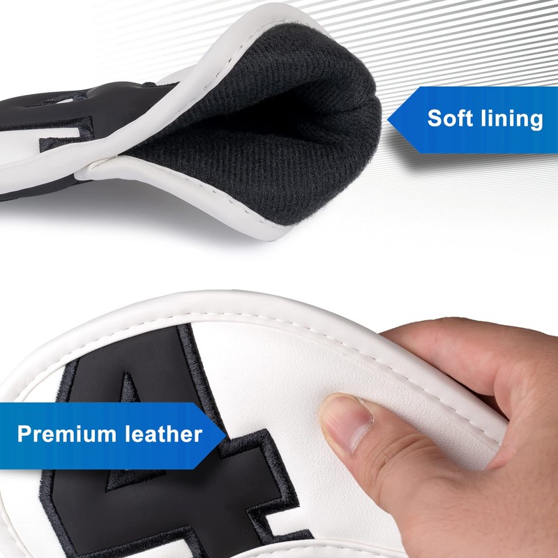 Craftsman Golf 10pcs/set White Magnetic Iron Headcover with Large Colorful