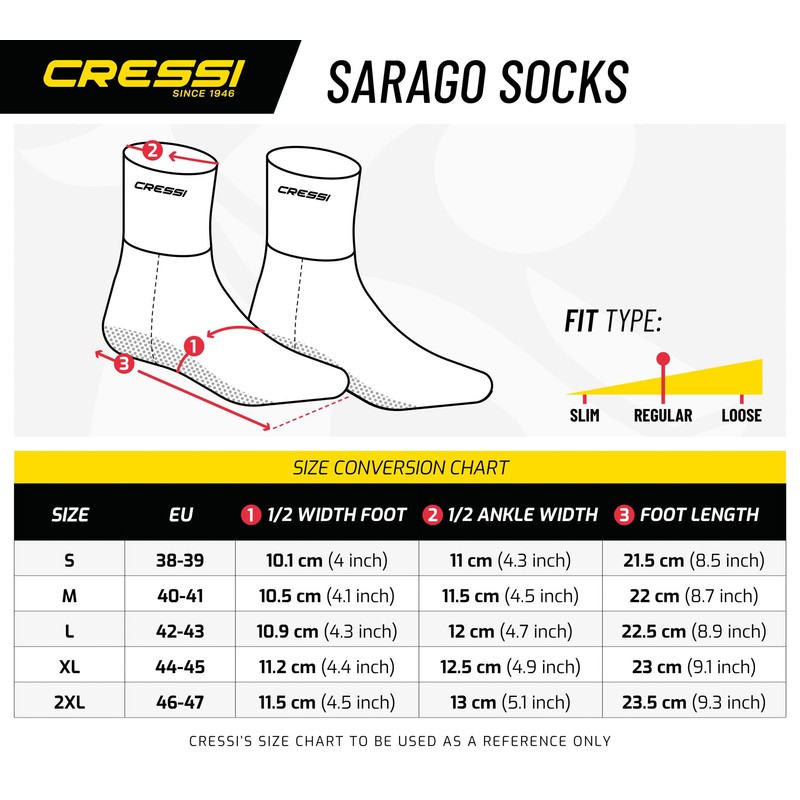 Cressi Sarago Socks - Diving and Apnea Socks Ultra Stretch
