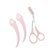 Beginner-Friendly Half-Moon Eyebrow Grooming Kit: Comb, Scissors, Razor for Shaping & Peach Fuzz Removal Set Pink 5ea
