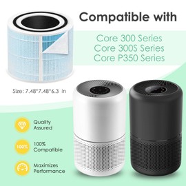 HSIAMEN Smoke Remover Filter Compatible with Levoit Core 300 & PuroAir 240 Air Purifier, Replacement for Core 300S P350 Core300-P Filters, Fit Part# Core 300-RF-SR P350-RF, Blue 2-Pack
