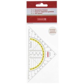Brunnen 104975401 Geometry Triangle for School and Office, 16 cm, with Handle, Shatter-Proof, Transparent