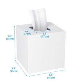 HIIMIEI Acrylic Tissue Box Cover White Tissue Holder Square Napkin Dispenser for Home Office Restaurant - White