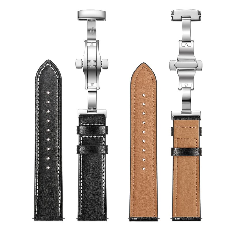 JBR Top Grain Leather Butterfly Unfolding Button Buckle Replacement Watch
