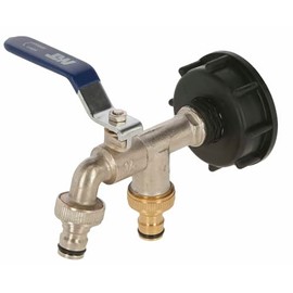 Kerbl Connection Tap for IBC Container (with Plastic Adapter S60x6 for IBC Containers, with PTFE Fabric Sealing Tape, with 1/2 Inch Quick Coupling, Tap) 221983