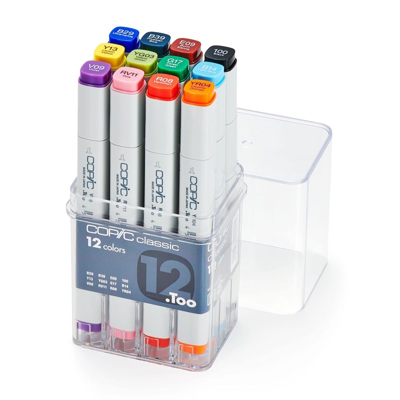 Copic Classic, Alcohol-based Markers, 12pc Set, Basic (Discontinued model: EAN