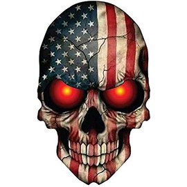 2 Pieces Skull Sticker American Flag, 4 inches - USA Decals, Motorcycle, Biker, Cool Sticker