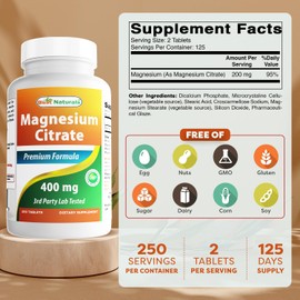 Best Naturals Magnesium Citrate (Citrato de Magnesio) 400mg 250 Tablets (400 mg of Elemental Magnesium per 2 Tablets) (1)