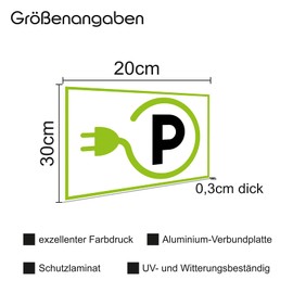 Sign 20 x 30 cm Aluminium Composite Panel for Fence Gate Door Posts Weatherproof Robust Aluminium Sign Parking Sign Durable (07 E-Charging Station Landscape)