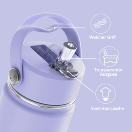 OISIZ Trinkflasche Kinder Edelstahl 420ml Trinkflasche für Kinder mit Trinkhalm thermosflasche kinder solierter wiederverwendbarer Edelstahlbecher Auslaufsichere Wasserflasche Heißes kalt halten 24hr…