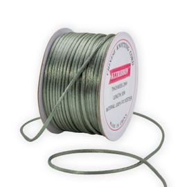 KLTRIBBON 2mm Satin Rattail Cord Metal Grey for Jewelry Making Bracelet Necklaces Beading Thread Macrame Kumihimo Chinese Knot Craft 50meters