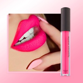 Velvet Matte Bright Hot Pink Liquid Lipstick, Waterproof Quick-Drying Non-Sticky Full-Coverage Lip Gloss, Lipsticks for Women Long Lasting Matte Lipstick