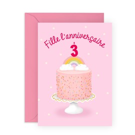 Central 23 Carte De 3ème Anniversaire Pour Fille - Gâteau Arc-en-ciel - Jolies Cartes D'Anniversaire Pour Enfant De 3 Ans - Cadeau Pour Sœur - Livrée Avec Des Autocollants - Par