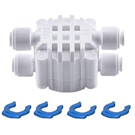 Planet-Aqua Automatic Shut-Off Four-Way Valve with 1/4 Inch Hose Connection for Osmosis System Water Filter Reverse Osmosis Valve Coupling Filter Shut-off Valve