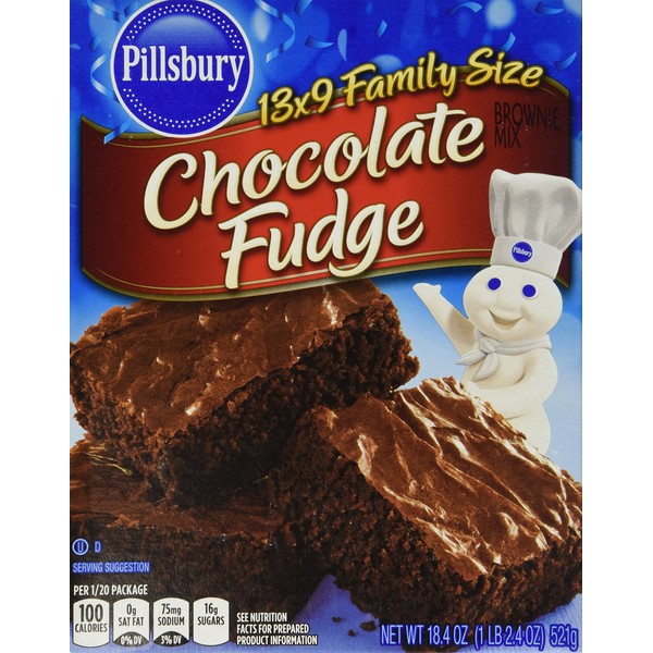 Pillsbury Chocolate Fudge Brownie Mix 18.4 Oz (Pack of 6)