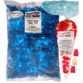 Blue Gummi Gummy Bears Raspberry Albanese - Bulk Candy 5lb Bag With Red Cherry And White Strawberry Banana Gourmet Kruise Signature Gift Bag 11 OZ (NET WT 5 LBS.11OZ) 2 Item Bundle