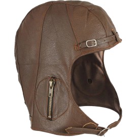 Rothco Brown WWII Pilots Military Vintage Style Leather Goatskin Helmet Head Cover - X-Large / 2X-Large