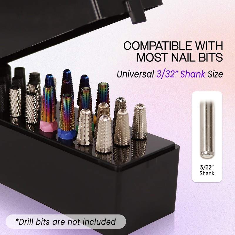 PANA Rectangle Nail Drill Bit Holder Display Organizer Case -