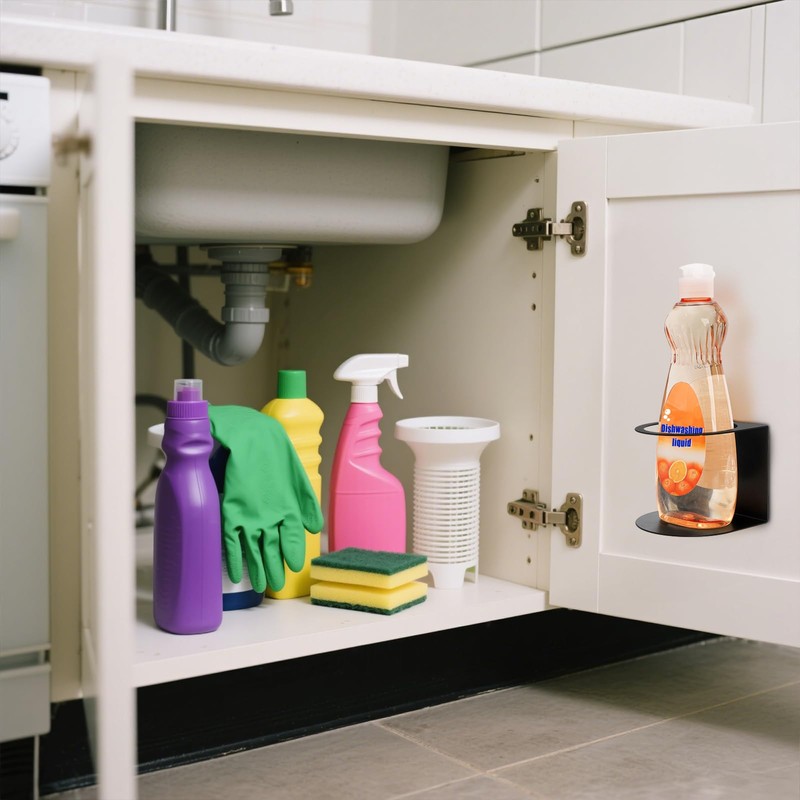 Cedilis 4 Pack Spray Bottle Holder, Wall-Mounted Steel Aerosol Spray
