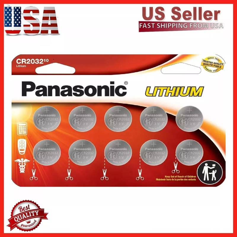 Panasonic 10 x PANASONIC LITHIUM BATTERY 3V CR2032 CR 2032