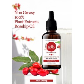 Rosehip Oil Non Greasy Face Oil Treatment For Nourishing and Softening Skin Normal to Dry Skin 100% Pure Natural Cold Pressed Rosehip Oil 50mL1.69oz By BELLE