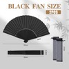 JOOTUEPO Black Folding Hand Fan, 2 Pack Black Silk Fabric