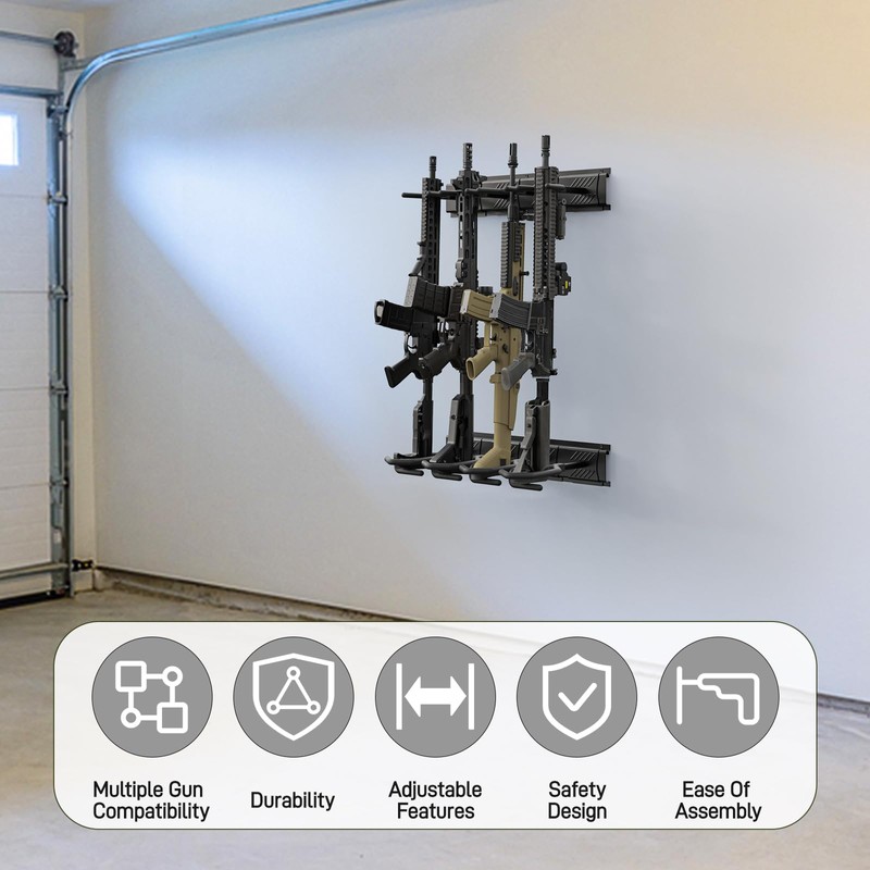 Gun Rack for Wall, Indoor Gun Racks Wall Mount, Adjustable